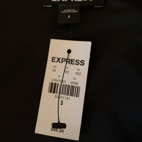 NWT Black Express V-Neck Faux Wrap Sheath Midi Dress - Picture 4 of 5